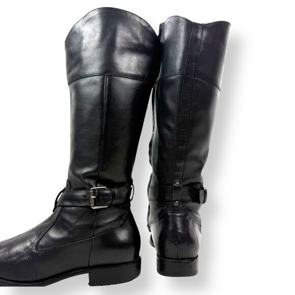 Vintage LL BEAN black leather tall equestrian boots with buckle trim - Picture 15 of 16